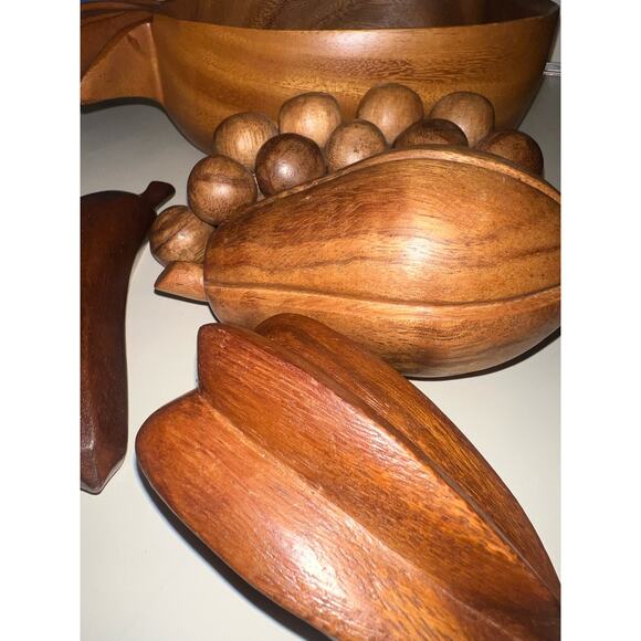 Genuine Hawaiian Moneky Pod carved wood MCM Fruit bowl table display MCM - Picture 3 of 7